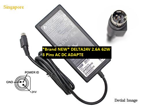 *Brand NEW* 24V 2.6A 62W 3 Pins AC DC ADAPTE DELTA TADP-65AB A 01750151330 POWER SUPPLY - Click Image to Close